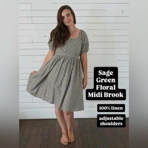 Little Cottonwood Sage Green Floral Midi Dress
